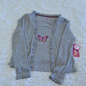 Justice Girl's Grey Sweater w/ Matching Butterfly Tank Size L